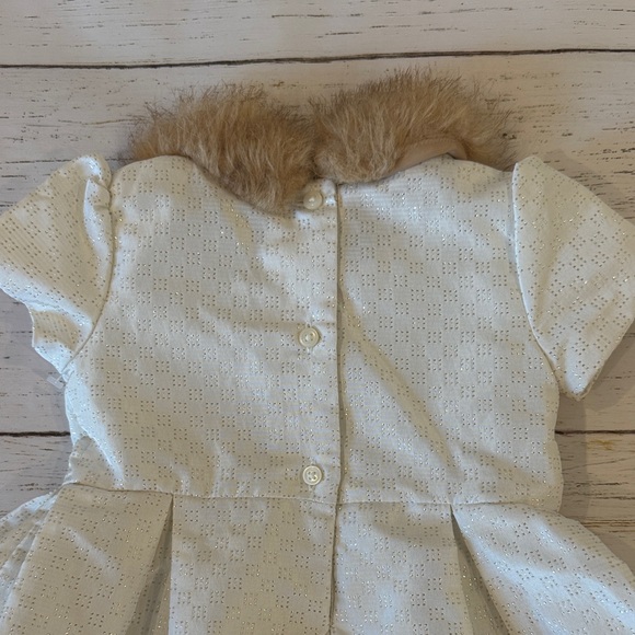 Janie and Jack Elegant Cream Dress with Faux Fur Collar - Picture 6 of 6